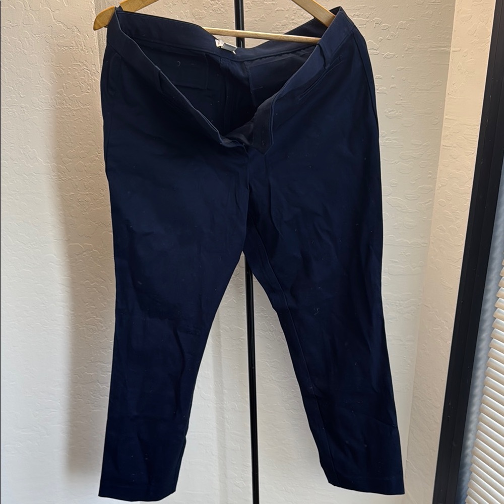 J. Crew Factory Blue Trousers Cotton-Blend Straight-Leg